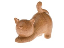 Kočka 11,8cm imitace dřeva, keramika