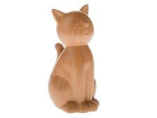 Kočka sedící 17cm imitace dřeva, keramika
