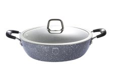 Pekáč 28cm s poklicí kulatý Gray Stone mramorový povrch