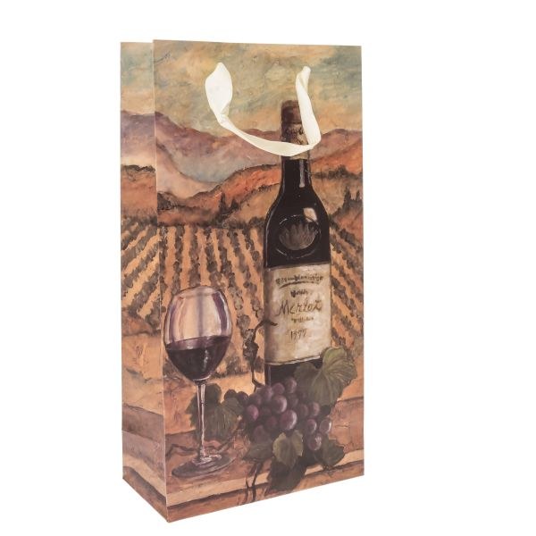 Taška na 2ks lahví Hrozno 18x35cm, papír Taška na 2ks lahví Hrozno 18x35cm, papír - Domácnost a úklid nákupní a dárkové tašky, koše, obaly