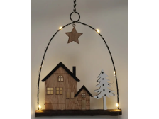 Domečkem 6LED/20,5cm mix tvarů, kov/dřevo