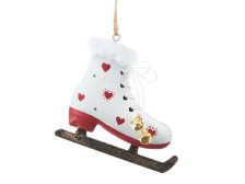 Brusle závěsné 8,5cm bílé se srdíčky, kov