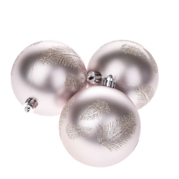 Sada kouliček 3ks/8cm metal.růžová, plast Sada kouliček 3ks/8cm metal.růžová, plast - Domácnost a úklid Zima + Vánoce