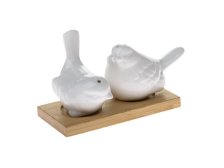 Slánka+pepřenka Ptáčci, porcelán/bambus