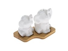 Slánka+pepřenka Sloni, porcelán/bambus