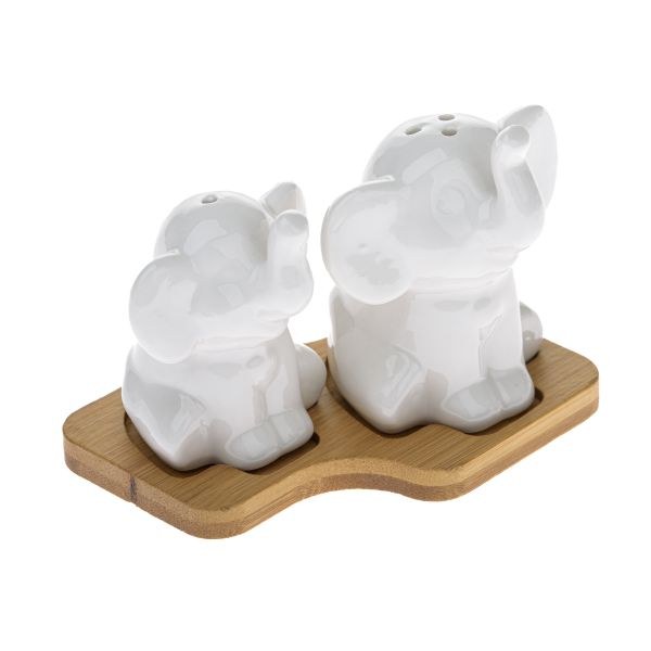 Slánka+pepřenka Sloni, porcelán/bambus Slánka+pepřenka Sloni, porcelán/bambus - Kuchyně stolování
