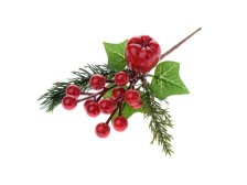 Větvička zimní 18cm jablíčko+bobule, plast
