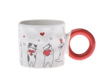 Hrnek 300ml Kočky se srdíčky porcelán