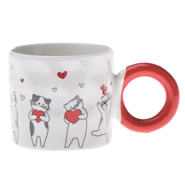 Hrnek 300ml Kočky se srdíčky porcelán - Kuchyně stolování