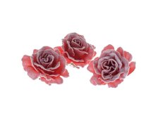 Květ růže 8cm/3ks s klipem červený, plast