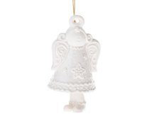 Zvonek Anděl 10,1cm bílý závěsný, porcelán 52571