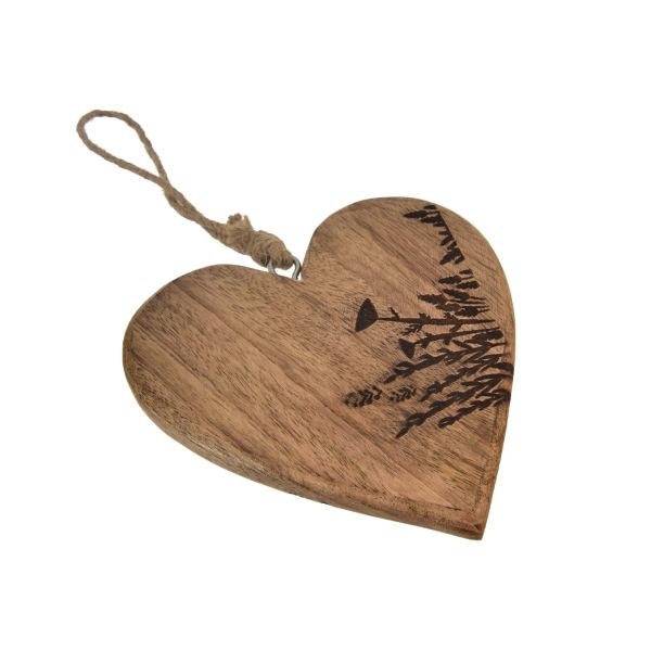 Srdce 15cm závěsné, mangovník - Domácnost a úklid bytové dekorace, textilní doplňky