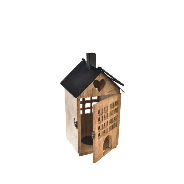 Lucerna na čaj.svíčku 18x36cm, kov/mangovník - Domácnost a úklid bytové dekorace, textilní doplňky