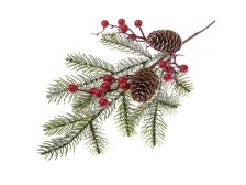 Větvička jehličí bobule+šišky 49cm
