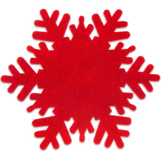 Sada podtácků 6ks/13,5cm Vločka červená, filc Sada podtácků 6ks/13,5cm Vločka červená, filc - Domácnost a úklid Zima + Vánoce
