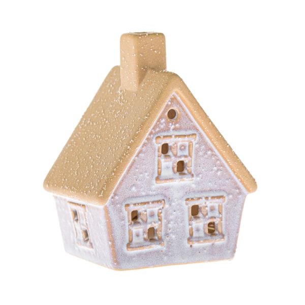 Domek LED 7x10cm bílý, porcelán - Domácnost a úklid Zima + Vánoce