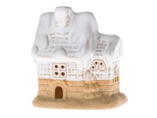 Domek LED 8x10,5cm bílo/natur, porcelán