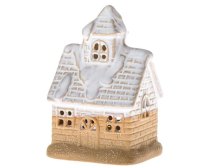 Domek LED 8x12cm bílo/natur, porcelán