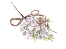 Větvička zimní 23cm bobule bílé s vločkou