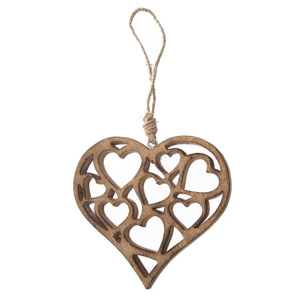 Srdce se srdíčky 18cm závěsné, mangovník Srdce se srdíčky 18cm závěsné, mangovník - Domácnost a úklid bytové dekorace, textilní doplňky