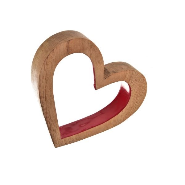 Srdce 20x23cm červený lem, mangovník - Domácnost a úklid bytové dekorace, textilní doplňky