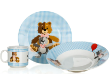 Sada jídelní 3ks Medvídci modrá, keramika