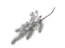 Větvička zasněžená+bílé bobule 34cm