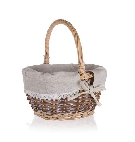 Košík DUO 25/20cm s uchem, proutí/textil Košík DUO 25/20cm s uchem, proutí/textil - Domácnost a úklid bytové dekorace, textilní doplňky