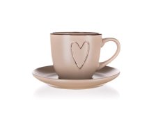 Šálek+podšálek 260nl Heart béžový, keramika