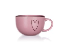 Hrnek 730ml Heart Jumbo růžový, keramika
