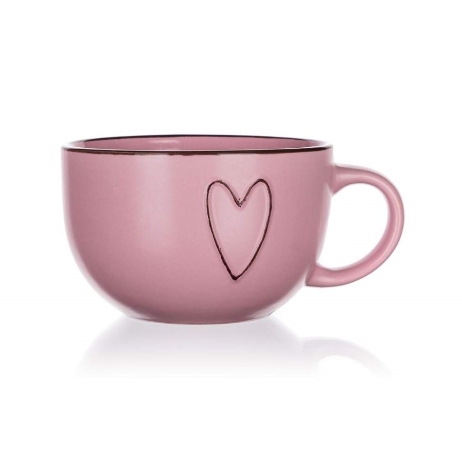 Hrnek 730ml Heart Jumbo růžový, keramika Hrnek 730ml Heart Jumbo růžový, keramika - Kuchyně stolování