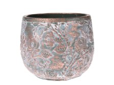 Obal na květináč 13,5x16,5 zeleno/zlatý, beton