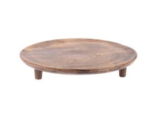 Podnos 37cm kulatý dřevěný s 3nožkami