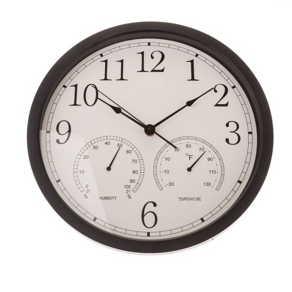 Hodiny+teploměr+vlhkoměr 35cm černé Hodiny+teploměr+vlhkoměr 35cm černé - Domácnost a úklid bytové dekorace, textilní doplňky