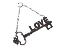 Klíč s nápisem LOVE závě.tmavý, litina