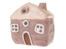 Svícen Domek 13,3x12,8cm sv.hnědý, keramika