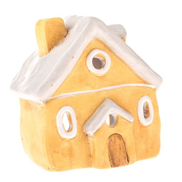 Svícen Domek 10,7x11cm žlutý keramika Svícen Domek 10,7x11cm žlutý keramika - Domácnost a úklid bytové dekorace, textilní doplňky
