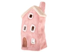 Svícen Domek 9,5x18,6cm růžový, keramika
