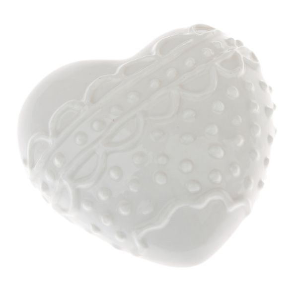 Srdce zdobené 6cm bílé, porcelán Srdce zdobené 6cm bílé, porcelán - Domácnost a úklid bytové dekorace, textilní doplňky