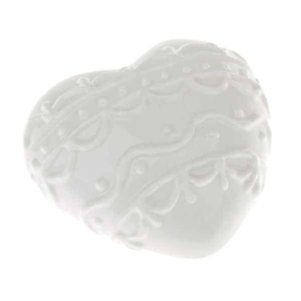 Srdce zdobené 6cm bílé, porcelán Srdce zdobené 6cm bílé, porcelán - Domácnost a úklid bytové dekorace, textilní doplňky