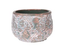 Obal na květináč 13,5x9cm zeleno/zlatý, beton