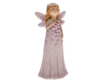 Víla 13,5cm s květinami růžová, polyresin