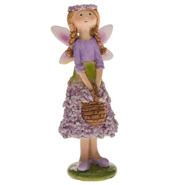 Víla 12cm s košíčkem fialová, polyresin Víla 12cm s košíčkem fialová, polyresin - Domácnost a úklid bytové dekorace, textilní doplňky