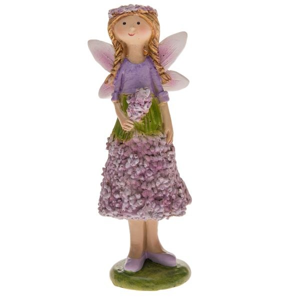 Víla 12cm s levandulí fialová, polyresin Víla 12cm s levandulí fialová, polyresin - Domácnost a úklid bytové dekorace, textilní doplňky
