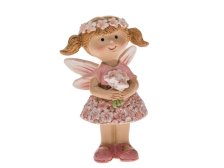 Víla 9cm s květinou růžová, polyresin