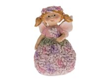 Víla 7cm s květinou růžová, polyresin