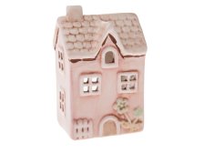 Svícen Domek 7,5x12cm růžový, keramika