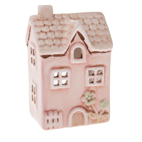 Svícen Domek 7,5x12cm růžový, keramika - Domácnost a úklid bytové dekorace, textilní doplňky