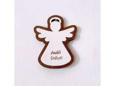 Anděl "Štěstí" závěsný 9,1x7,4cm dřevo