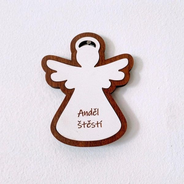 Anděl "Štěstí" závěsný 9,1x7,4cm dřevo - Domácnost a úklid bytové dekorace, textilní doplňky